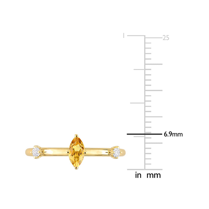 1/3 Carat (ctw) Marquise Madeira Citrine and White Topaz Ring in 10K Yellow Gold Image 3