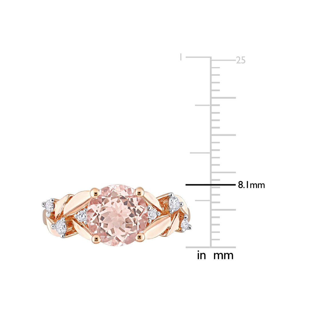 1.75 Carat (ctw) Morganite Floral Ring in 10K Rose Pink Gold with Diamonds Image 3