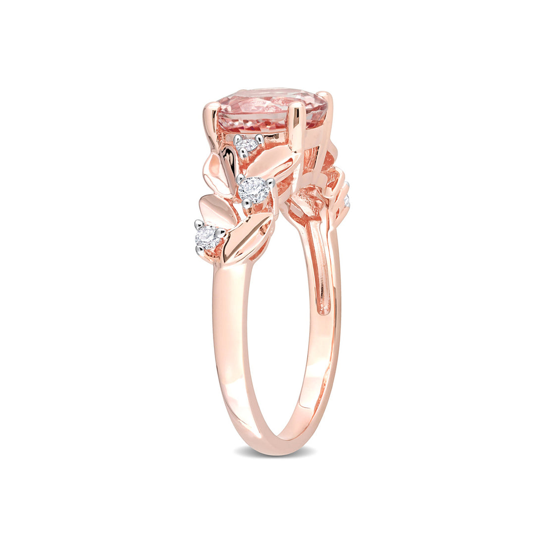 1.75 Carat (ctw) Morganite Floral Ring in 10K Rose Pink Gold with Diamonds Image 4