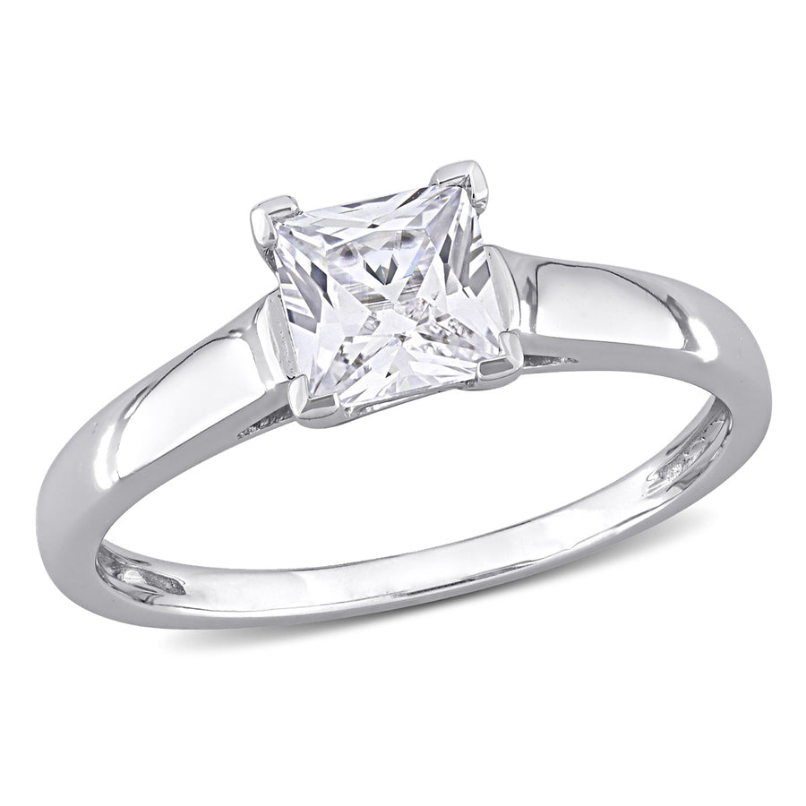 1.05 Carat (ctw) Lab-Created White Sapphire Solitaire Ring in 10K White Gold Image 1
