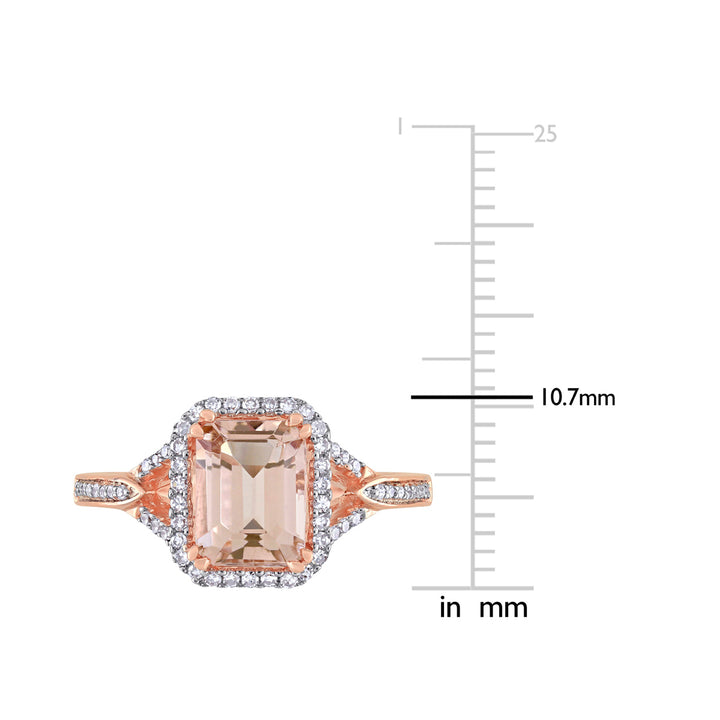 1 1/2 Carat (ctw) Morganite Ring in 14K Rose Gold with Diamonds Image 3