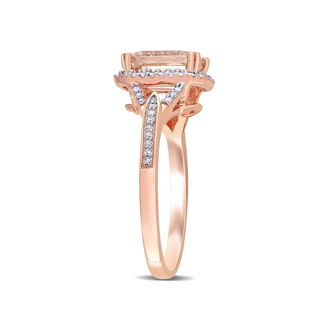 1 1/2 Carat (ctw) Morganite Ring in 14K Rose Gold with Diamonds Image 4