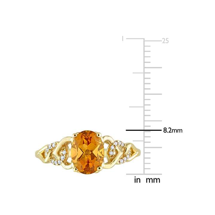 1.10 Carat (ctw) Oval Madeira Citrine Ring in 10K Yellow Gold with Accent Diamonds Image 3
