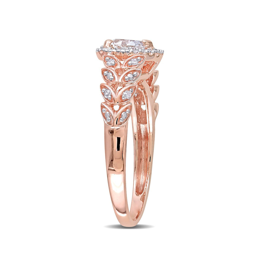 3/5 Carat (ctw) Lab-Created White Sapphire Heart Promise Ring in 10K Rose Pink Gold Image 4