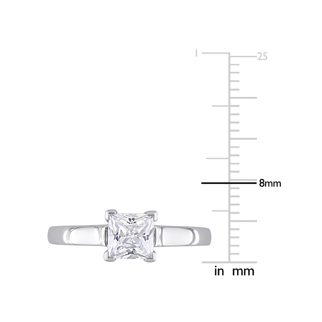 1.05 Carat (ctw) Lab-Created White Sapphire Solitaire Ring in 10K White Gold Image 3