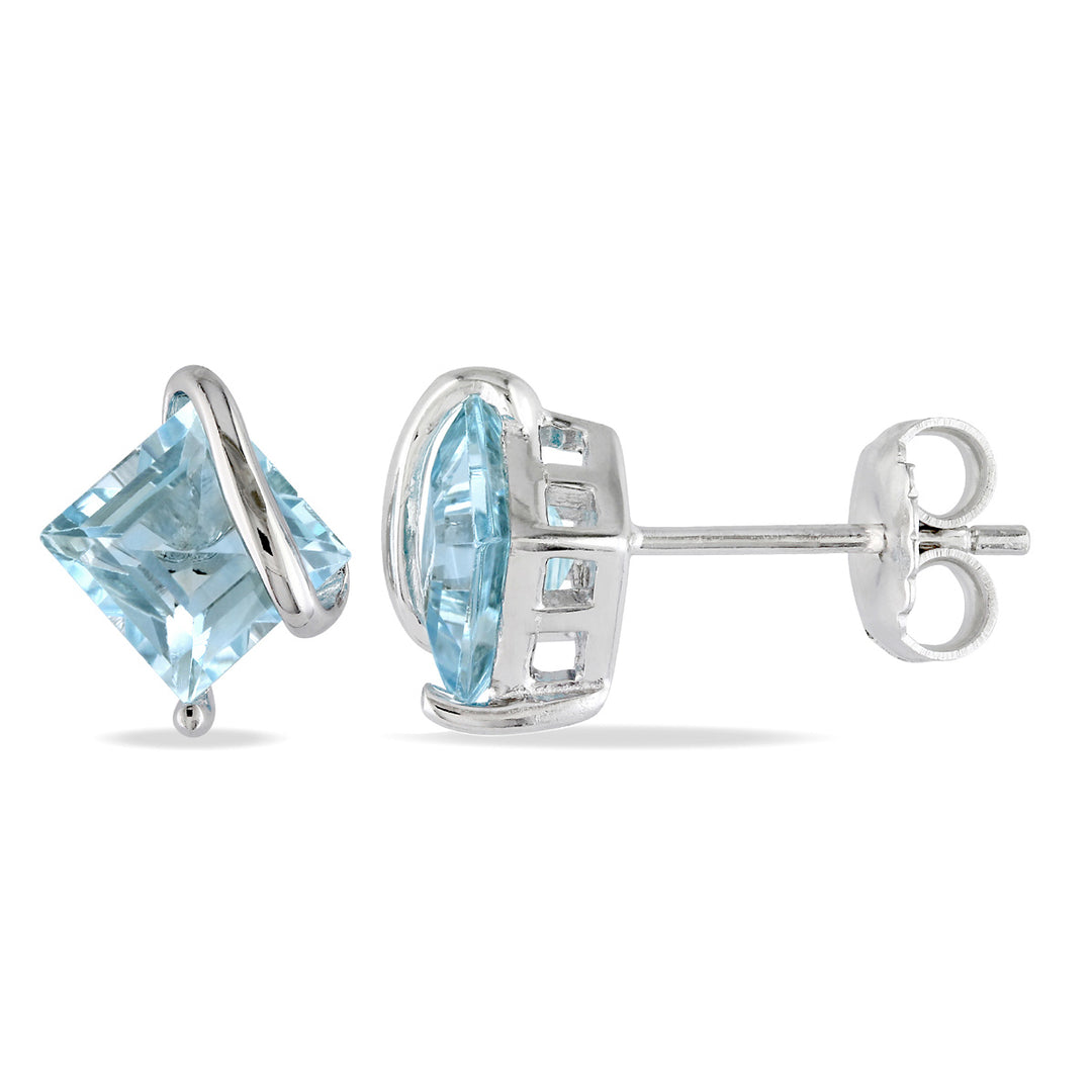 2.75 Carat (ctw) Sky-Blue Topaz Solitaire Earrings in Sterling Silver Image 1