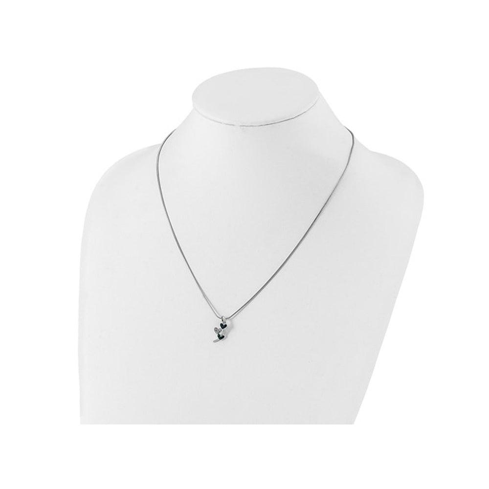 1/10 Carat (ctw) Blue and White Diamond Heart Pendant Necklace in Sterling Silver with Chain Image 2