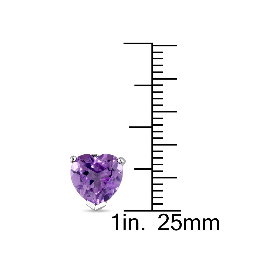 3.30 Carat (ctw) Amethyst Solitaire Heart Earrings in Sterling Silver Image 4