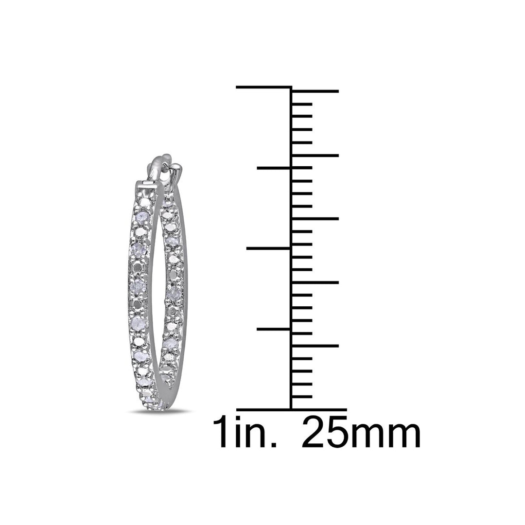 1/4 Carat (ctw I-J I2-I3) Diamond Hoop Earrings in Sterling Silver Image 3