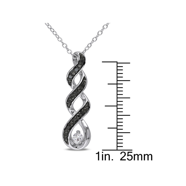 1/10 Carat (ctw) Black Diamond Infinity Pendant Necklace in Sterling Silver with Chain and White Sapphire Image 3