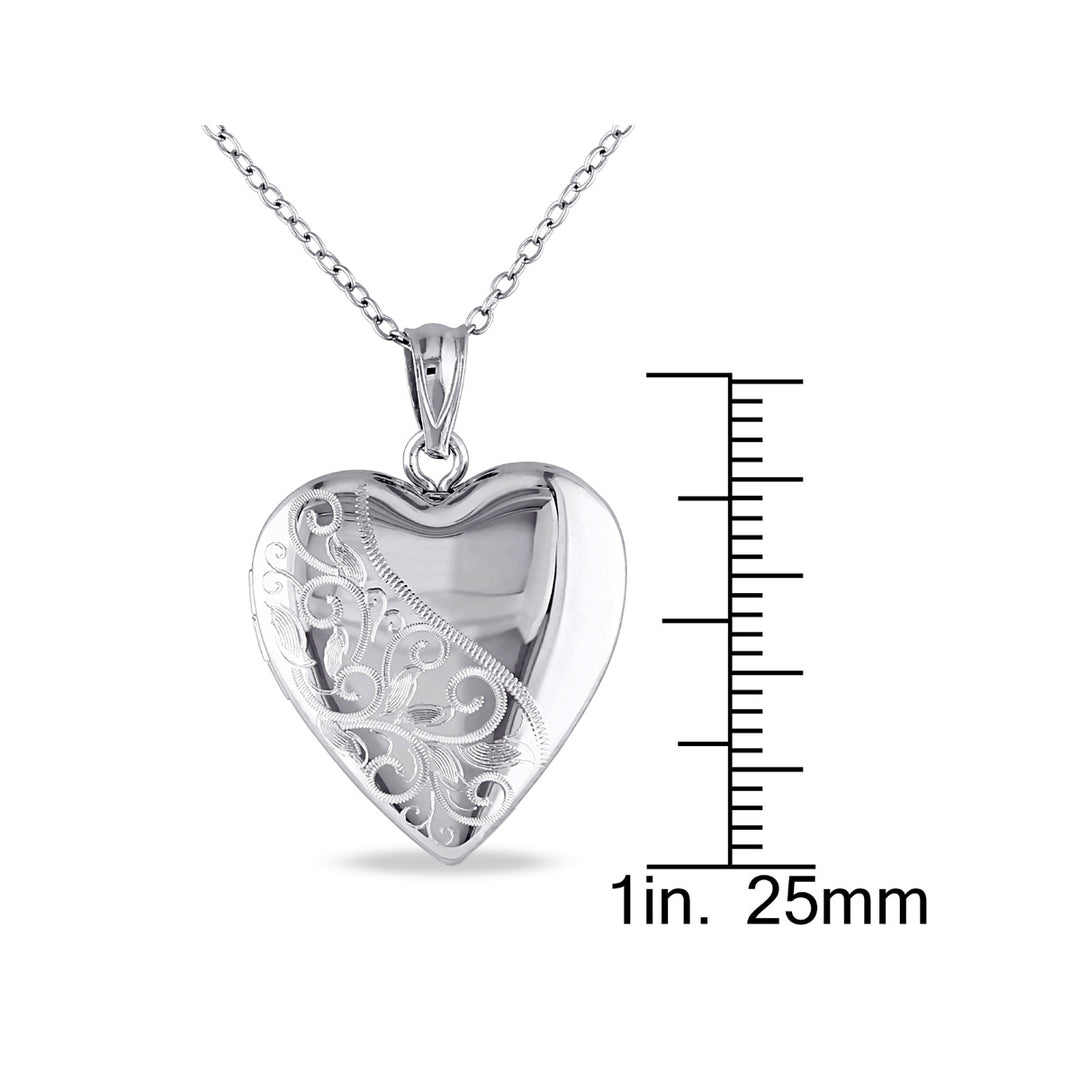 Sterling Silver Locket Heart Pendant Necklace with 18 Inch Chain Image 2