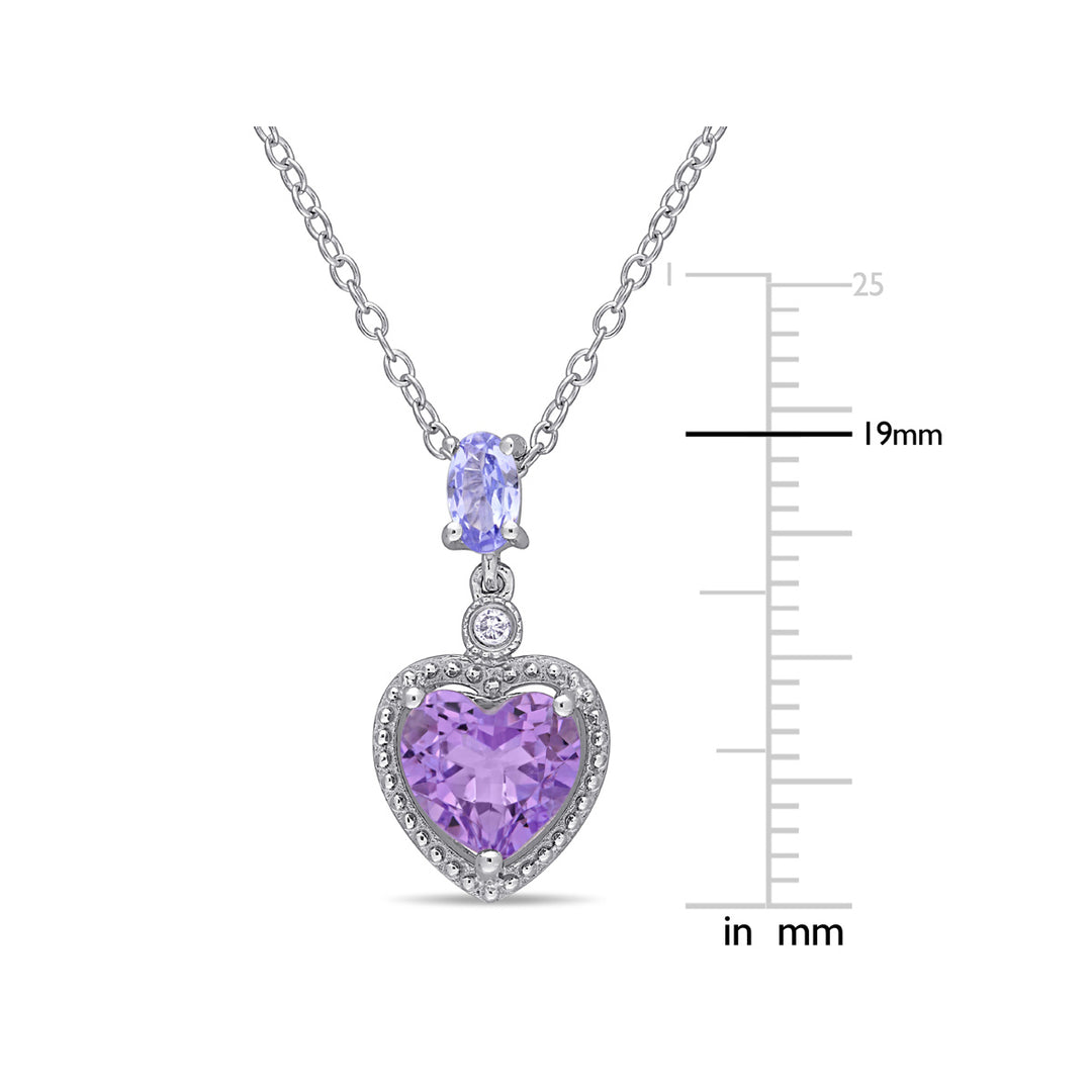 1.05 Carat (ctw) Amethyst Heart Pendant Necklace in Sterling Silver with Chain Image 3