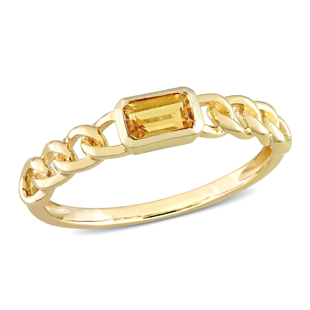 1/3 Carat (ctw) Octagon Citrine Link Ring in 10K Yellow Gold Image 1