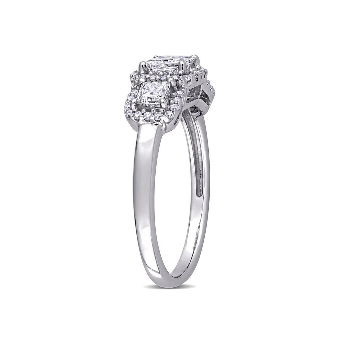 1.00 Carat (ctw H-II2-I3) Three-Stone Princess-Cut Diamond Engagement Ring in 10K White Gold Image 4