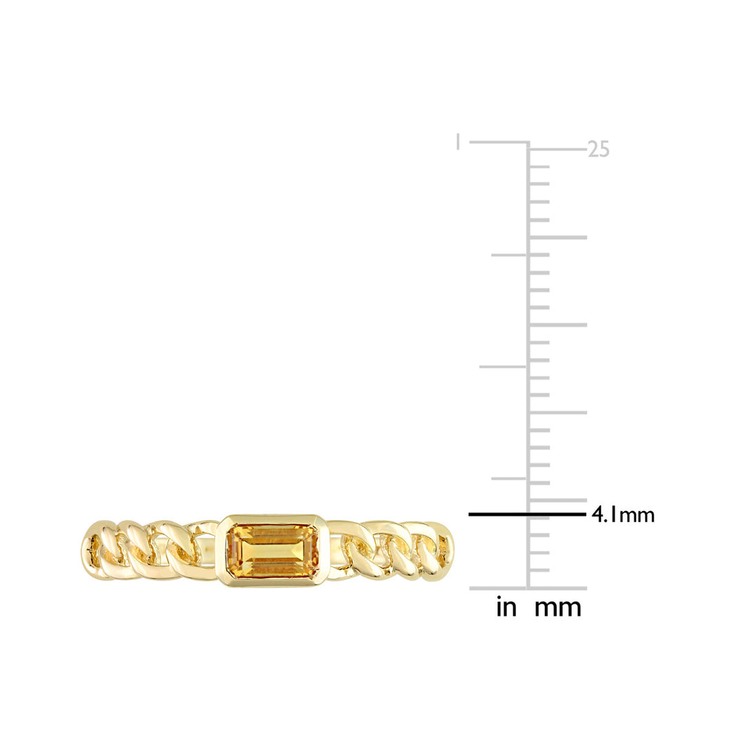 1/3 Carat (ctw) Octagon Citrine Link Ring in 10K Yellow Gold Image 3