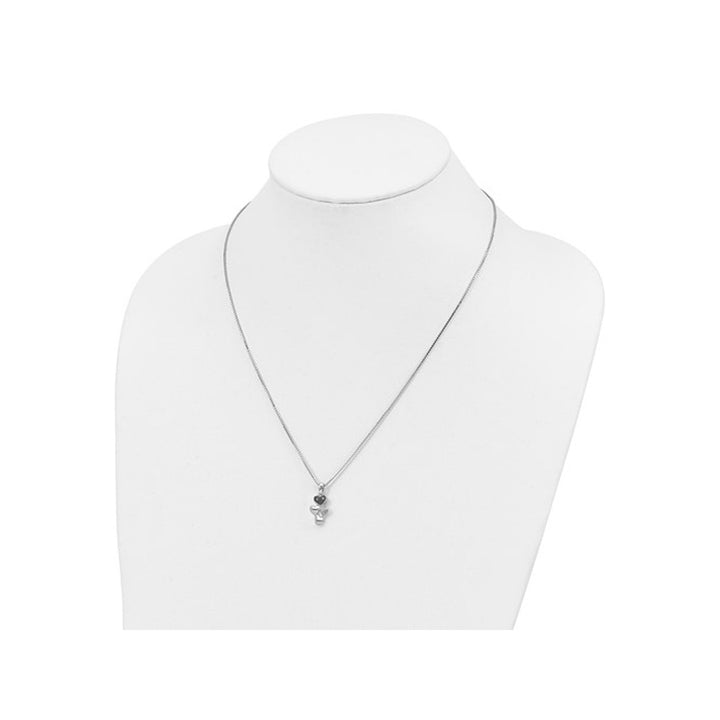 Black and White Accent Diamond Triple Heart Pendant Necklace in Sterling Silver with Chain Image 3
