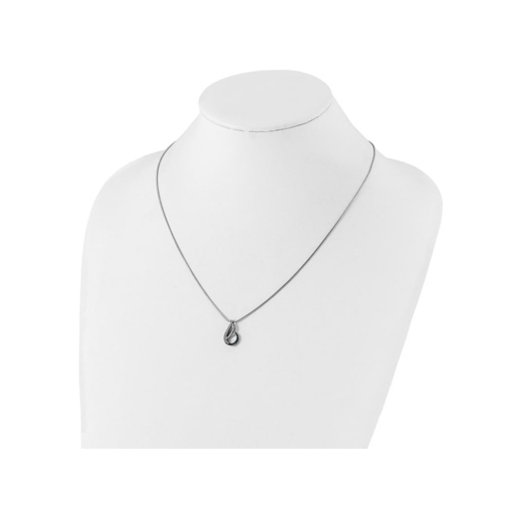 1/12 Carat (ctw) Blue and White Diamond Drop Pendant Necklace in Sterling Silver with Chain Image 2