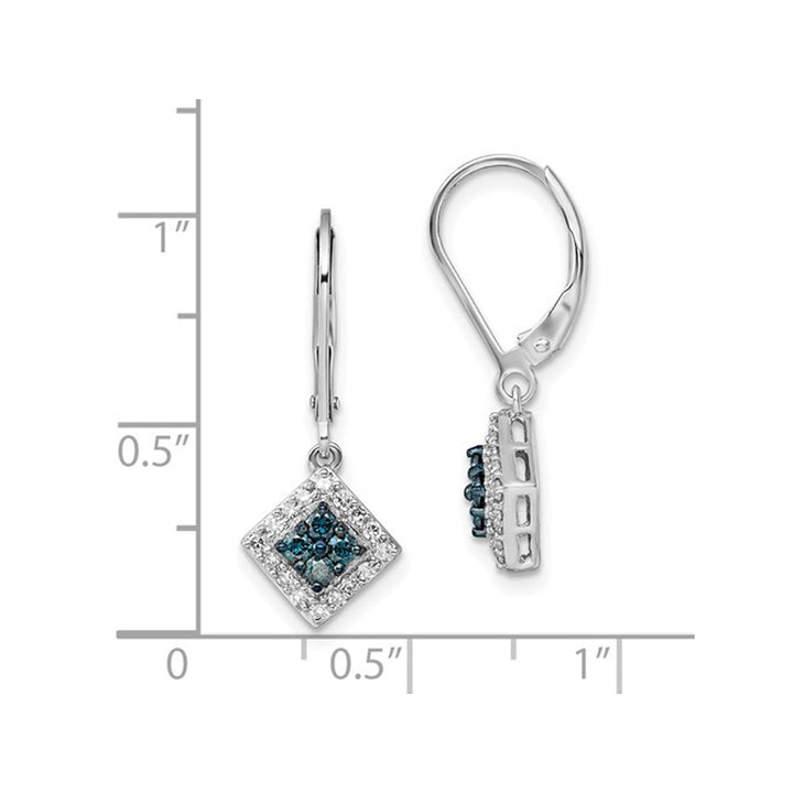 1/2 Carat (ctw) Enhanced Blue and White Diamond Dangle Earrings in Sterling Silver Image 4