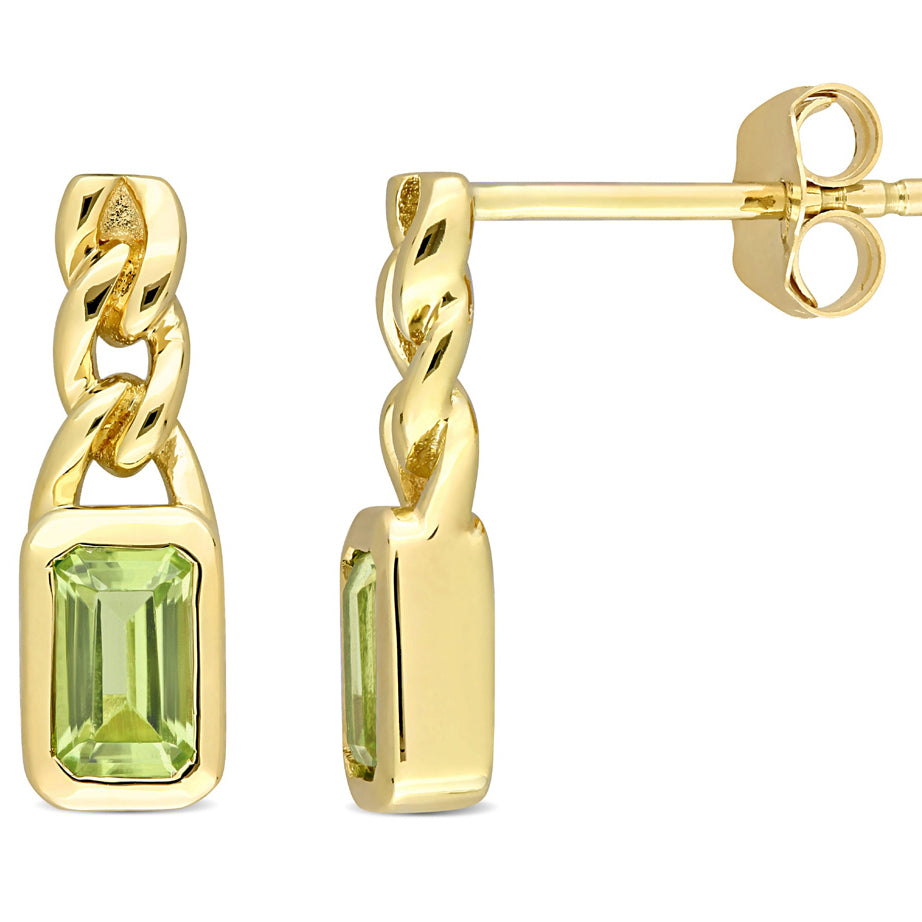 5/8 Carat (ctw) Octagon Peridot Link Earrings in 10K Yellow Gold Image 1