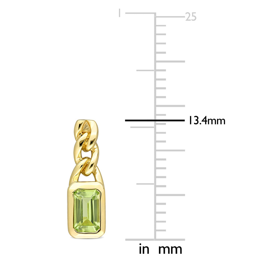 5/8 Carat (ctw) Octagon Peridot Link Earrings in 10K Yellow Gold Image 4