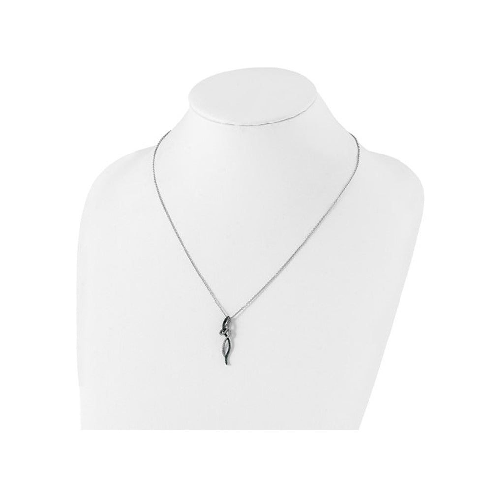 1/4 Carat (ctw) Blue and White Diamond Swirl Pendant Necklace in Sterling Silver with Chain Image 2