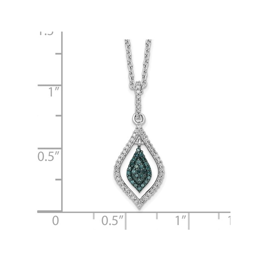 1/4 Carat (ctw) Blue and White Diamond Drop Pendant Necklace in Sterling Silver with Chain Image 2