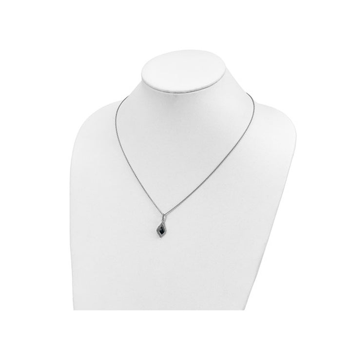 1/4 Carat (ctw) Blue and White Diamond Drop Pendant Necklace in Sterling Silver with Chain Image 3