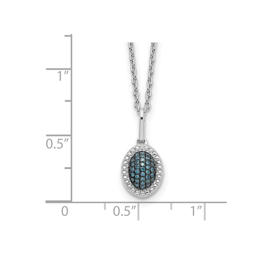 1/10 Carat (ctw) Blue and White Diamond Drop Pendant Necklace in Sterling Silver with Chain Image 2