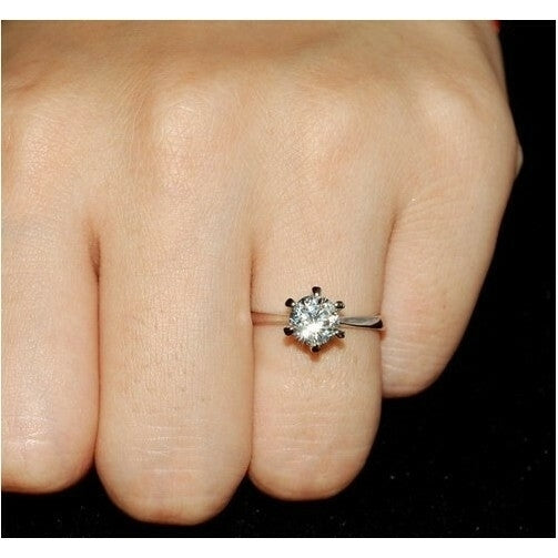 Elegant CZ Engagement Ring Image 4