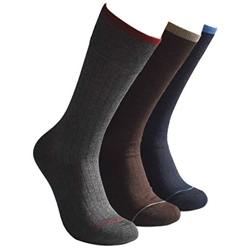 Next Knit Mens Crew Cut Dress Socks 3 Pack Navy Charcoal Brown Size 8-12.5 NK1195DP Image 1