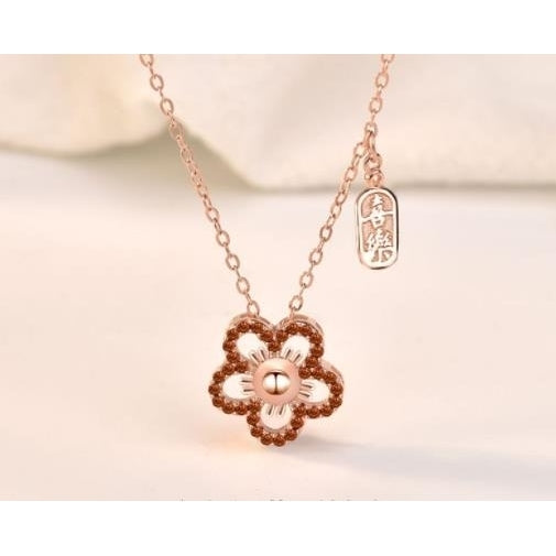A small red flower S925 Sterling Fashion style Necklace Image 1