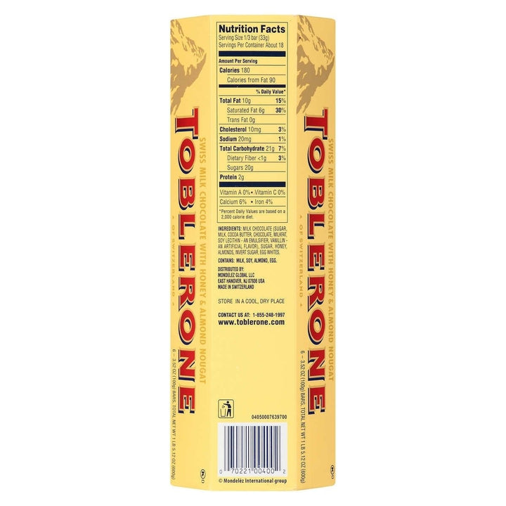 Toblerone Swiss Milk Chocolate Bar 3.52 Ounce (6 Count) Image 3