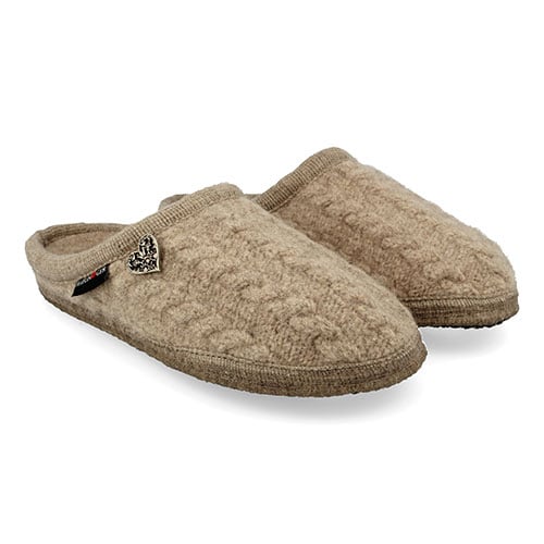 HAFLINGER Womens Herzerl Slipper Natural Wool 613123-87 Comfortable Indoor Footwear Image 1