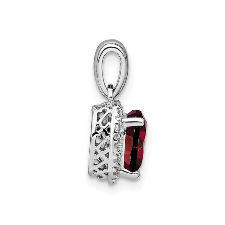 Natural Red Garnet 1.15 Carat (ctw) Heart Pendant Necklace in Sterling Silver and Chain Image 3