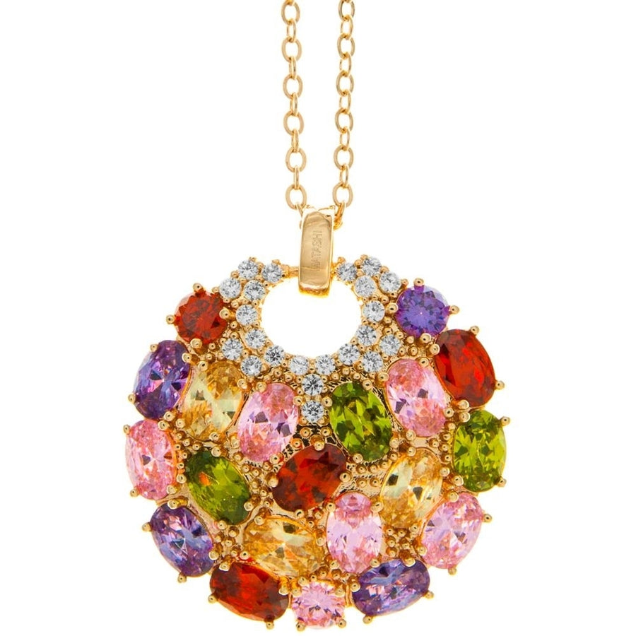 Matashi Rose Gold Plated Necklace w Sea Inspired Encrusted Pendant Design w 16" Extendable Chain and Lobster Clasp w Image 1