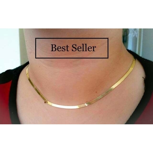 High End Quality ! 18K Gold Filled  Herringbone Luxury 5 mm Chain Necklace 20" !! Image 4