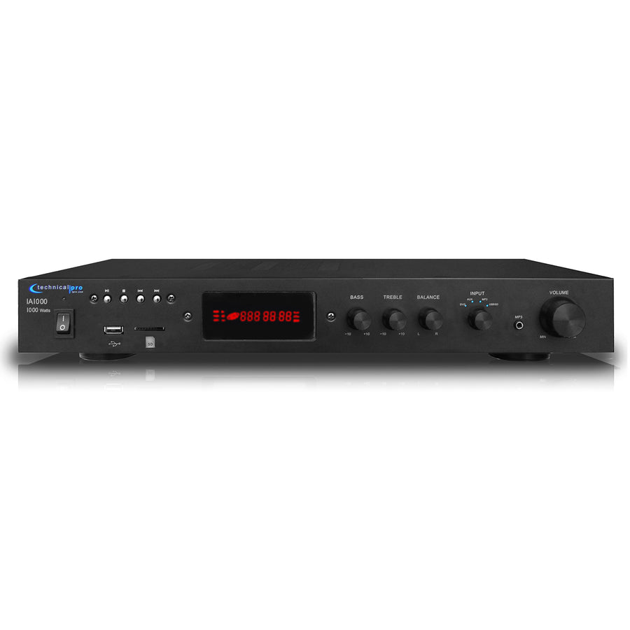 Technical Pro 1000 Watts Integrated Amplifier w/ USB, SD Card, RCA, AUX Inputs, Balance control, Fluorescent Display, Image 1
