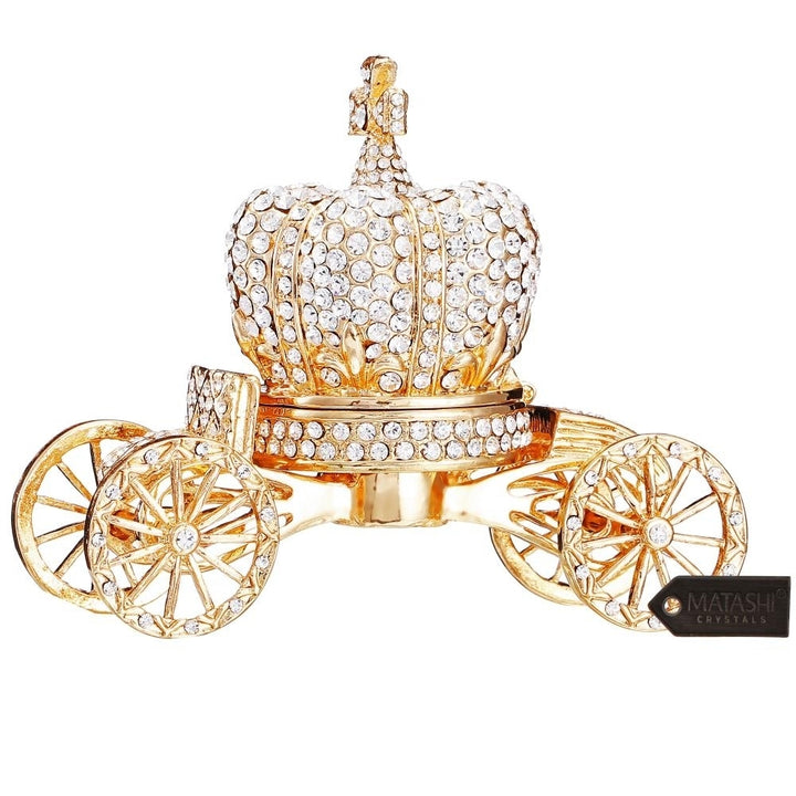 Matashi Hand Painted Royal Crown Carriage Ornament/Trinket Box Embellished with 24K Gold and fine Crystals Image 2