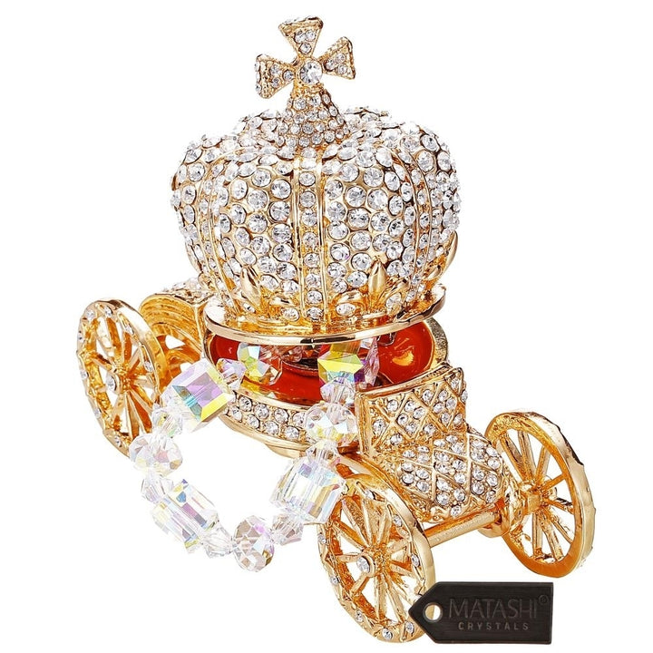 Matashi Hand Painted Royal Crown Carriage Ornament/Trinket Box Embellished with 24K Gold and fine Crystals Image 6