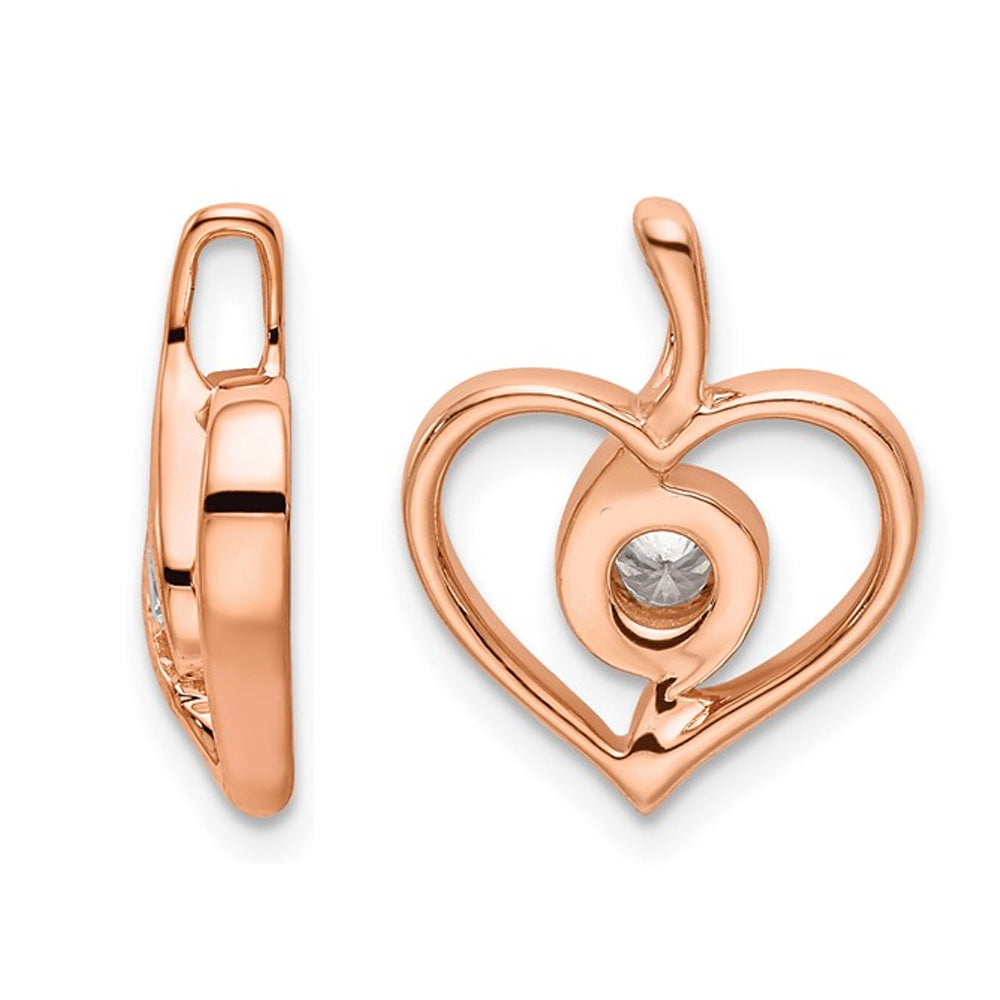 1/10 Carat (ctw SI1-SI2H-I) Lab-Grown Diamond Heart Pendant Necklace in 14K Rose Pink Gold with Chain Image 2