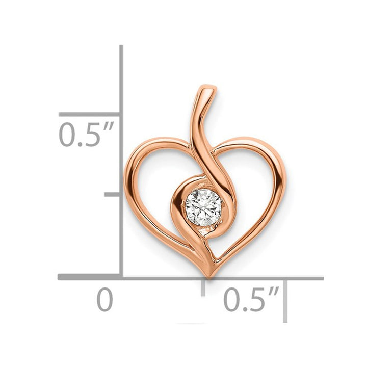 1/10 Carat (ctw SI1-SI2H-I) Lab-Grown Diamond Heart Pendant Necklace in 14K Rose Pink Gold with Chain Image 3