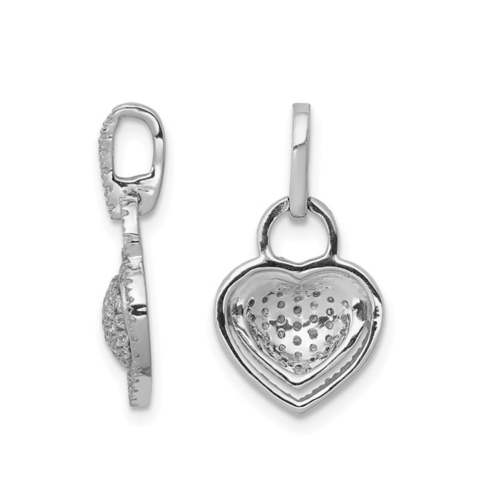 1/5 Carat (ctw) Diamond Heart Pendant Necklace in 14K White Gold with Chain Image 2