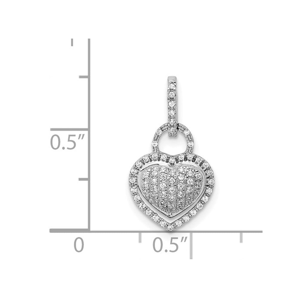 1/5 Carat (ctw) Diamond Heart Pendant Necklace in 14K White Gold with Chain Image 3