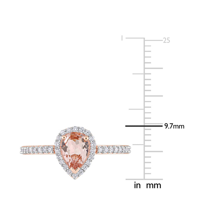 3/4 Carat (ctw) Morganite Pear-Cut Ring in 10K Rose Pink Gold with Diamonds Image 3