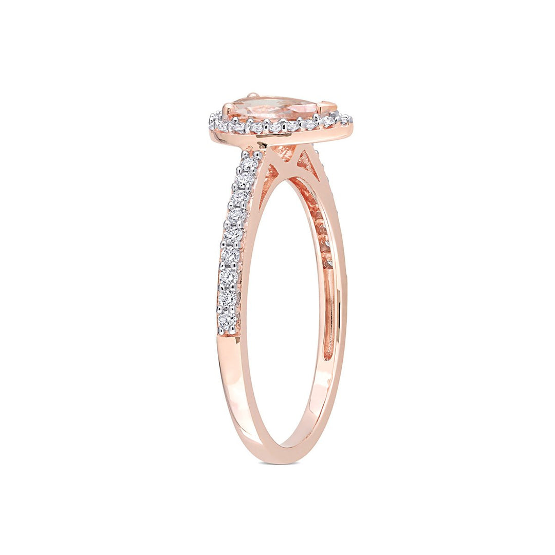 3/4 Carat (ctw) Morganite Pear-Cut Ring in 10K Rose Pink Gold with Diamonds Image 4