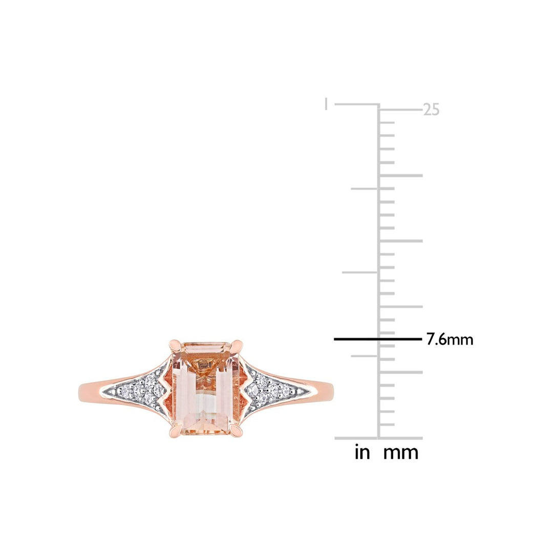 7/8 Carat (ctw) Octagon Morganite Ring in 10K Rose Pink Gold with Diamonds Image 3