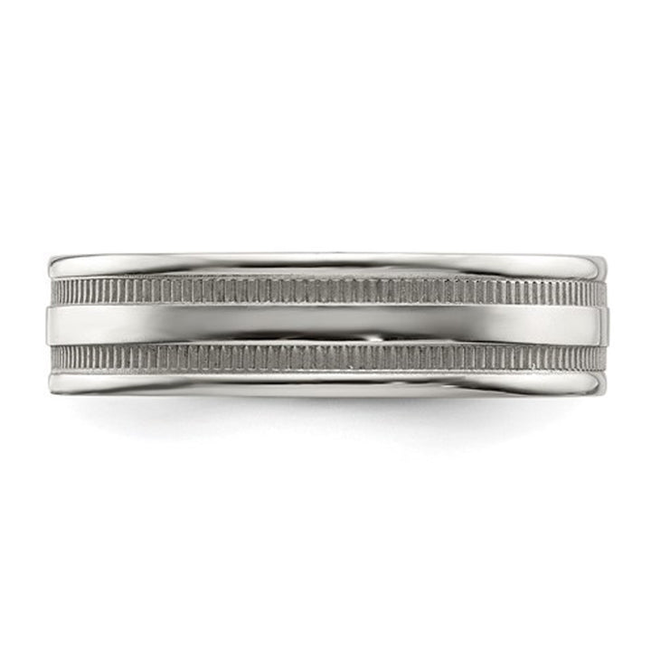 Mens or Ladies Stainless Steel Grooved Wedding Band Ring (6.00MM) Image 4