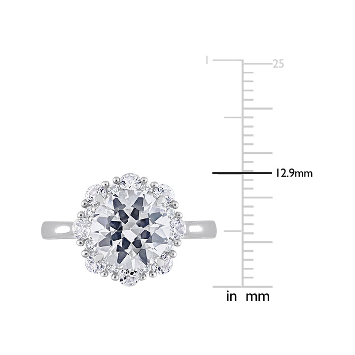 4.30 Carat (ctw) Lab-Created White Sapphire Halo Engagement Ring in 10K White Gold Image 2