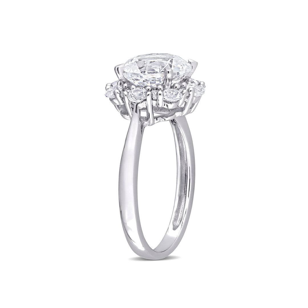 4.30 Carat (ctw) Lab-Created White Sapphire Halo Engagement Ring in 10K White Gold Image 3