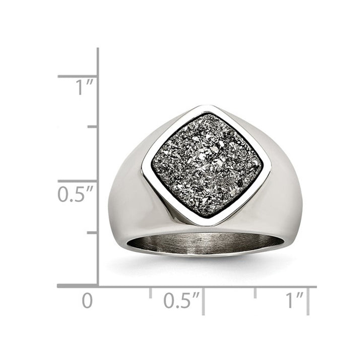 Sterling Silver Druzy Quartz Ring in Polished Stainless Steel Image 4